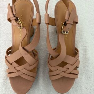 Ivanka Trump Tan Strappy Cork Platform Sandals